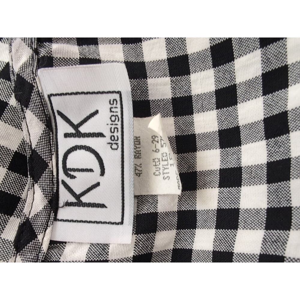 Vtg KDK designs Dress Gingham Floral Tie-Back USA Black White Women's 18W(1133) - Picture 4 of 6